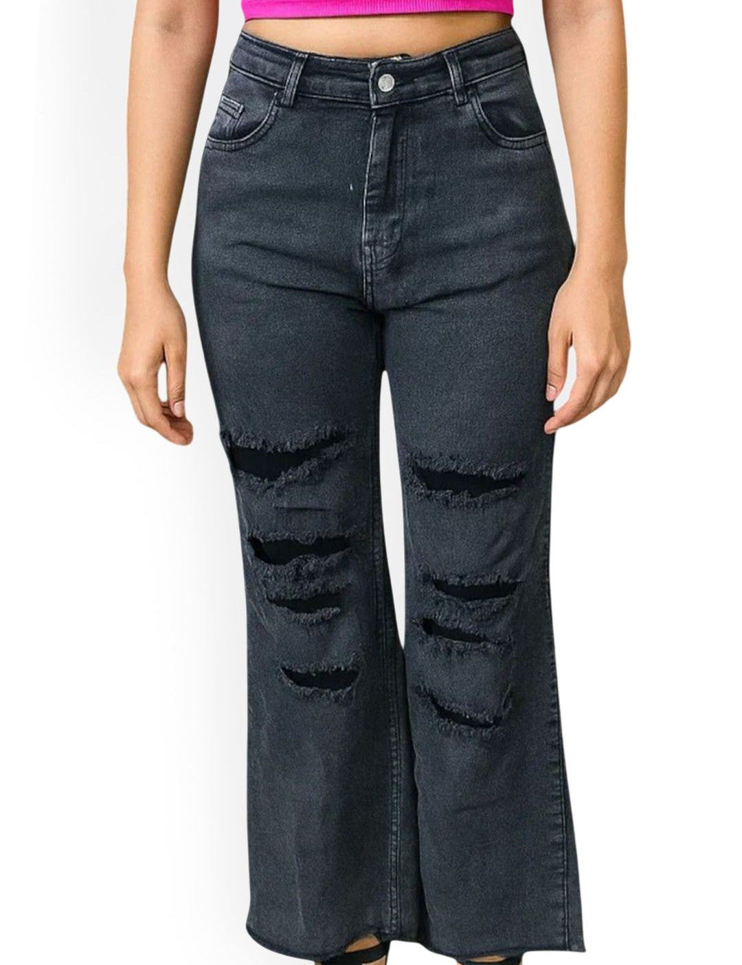 Kotty Women High-Rise Highly Distressed StretchableBootcut Jeans