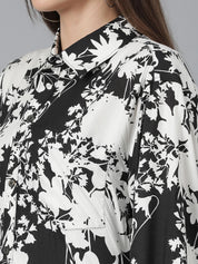 Kotty Women Spread Collar Floral Printed Cotton Oversized Casual Shirt