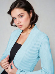 Kotty Shawl Collar Long Sleeves Longline Open Front Shrug