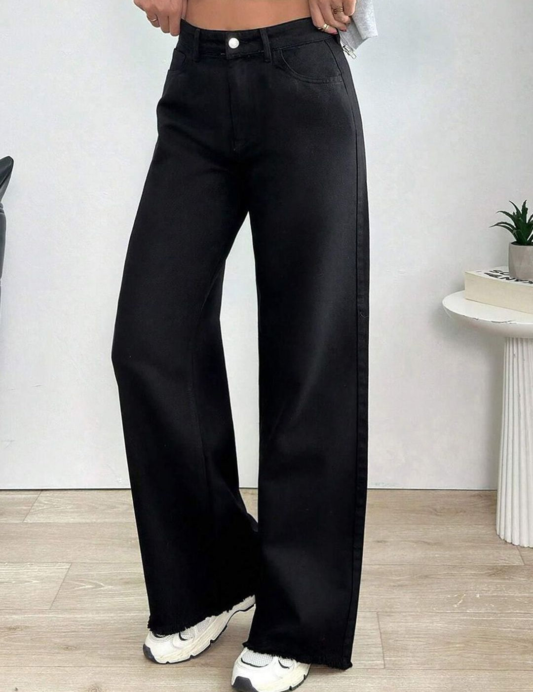 Kotty Women Jean Wide Leg High-Rise Stretchable Cotton Jeans