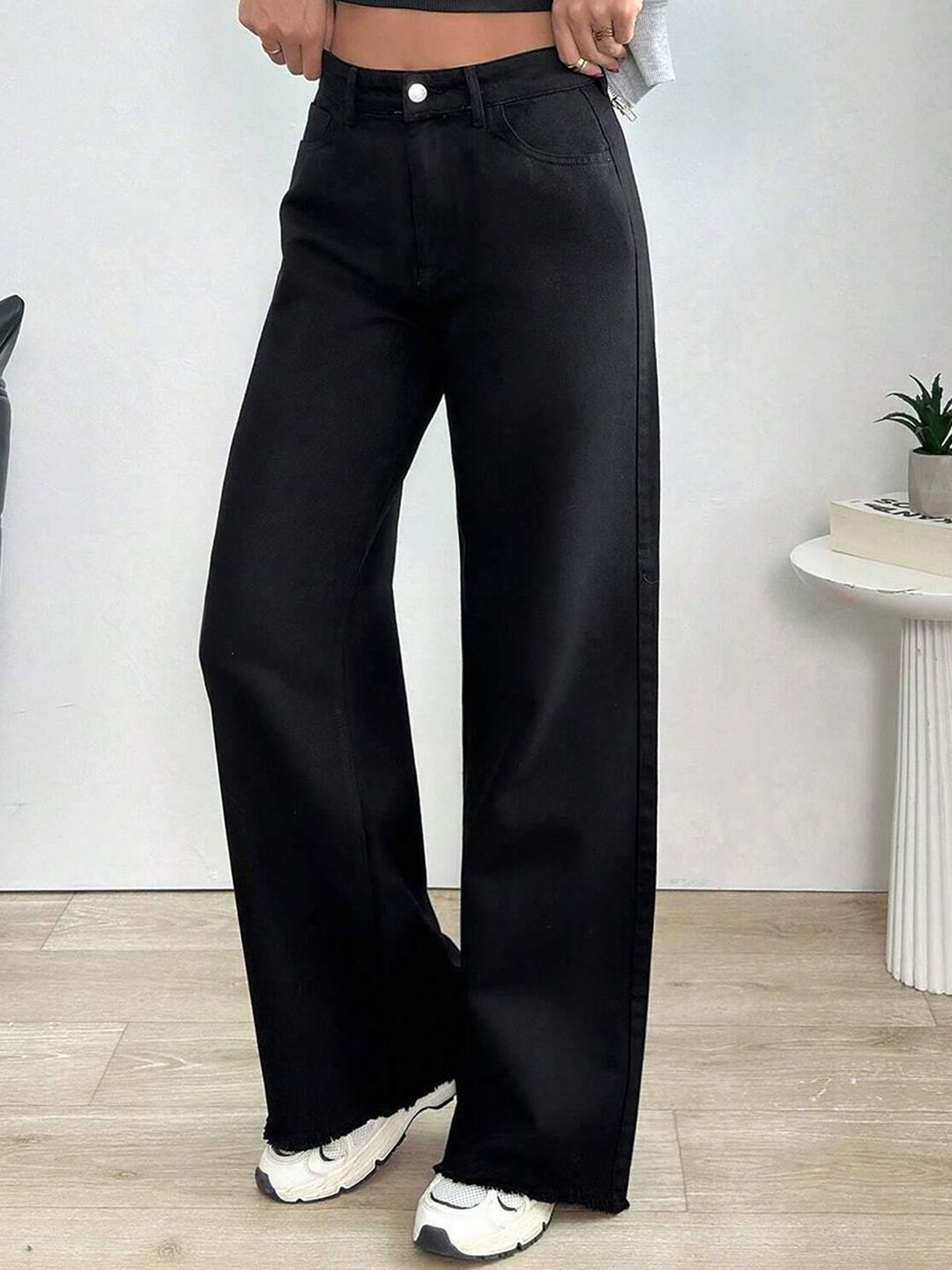 Kotty Women Jean Wide Leg High-Rise Stretchable Cotton Jeans