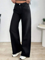 Kotty Women Jean Wide Leg High-Rise Stretchable Cotton Jeans