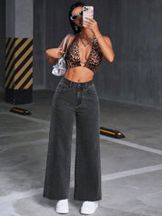 Kotty Women Jean Wide Leg High-Rise Clean Look Stretchable Jeans