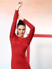 Kotty Boat Neck Bodycon Midi Dress