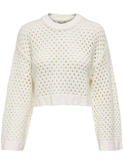 Kotty Women Open Knit Cotton Crop Pullover