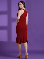 Kotty Women Solid Sheath Midi Dress