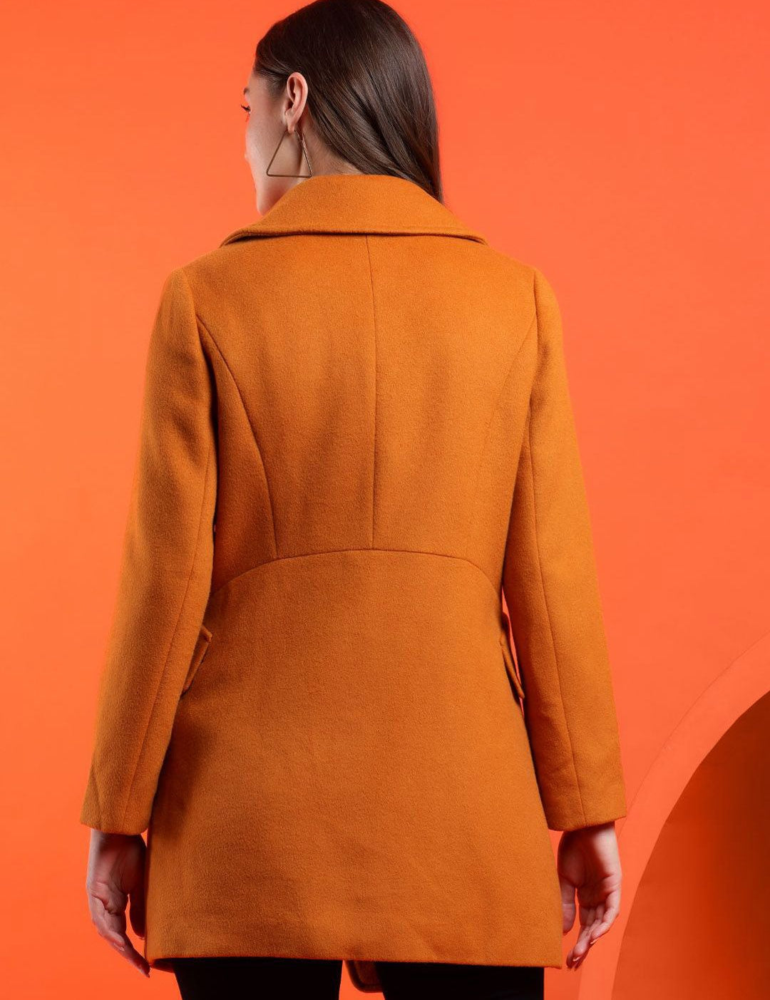 Kotty Women Solid Notched Lapel Overcoat