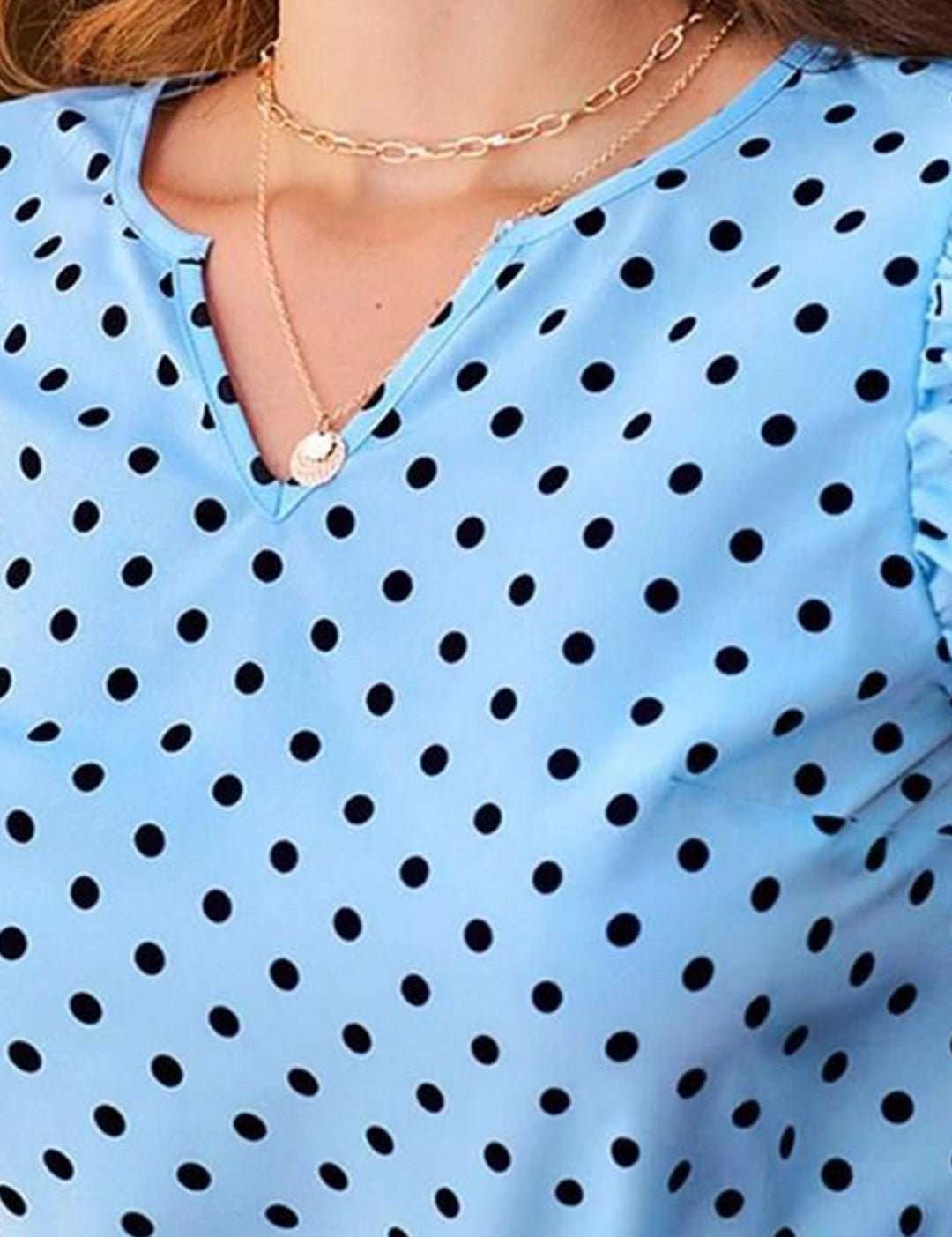 Kotty Polka Dot Printed Flutter Sleeve Top