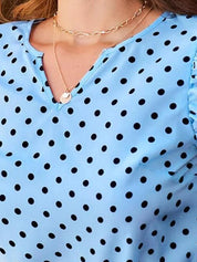 Kotty Polka Dot Printed Flutter Sleeve Top