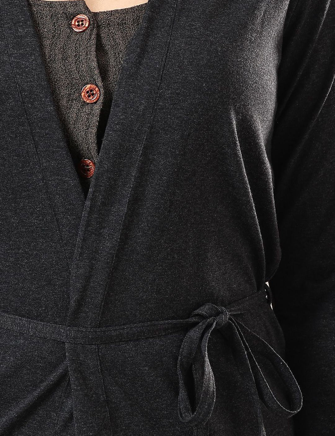 Kotty Shawl Collar Longline Tie-Up Shrug