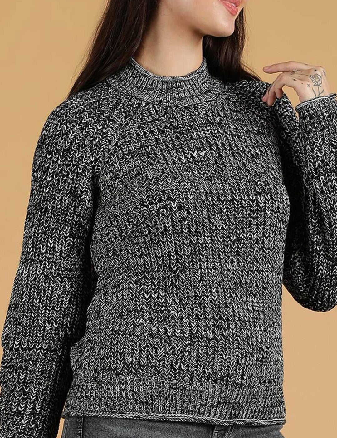 Kotty Mock Collar Knitted Cotton Sweater