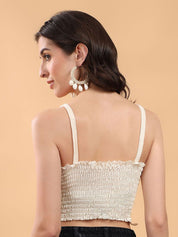 Kotty Embellished Print Cotton Crop Top