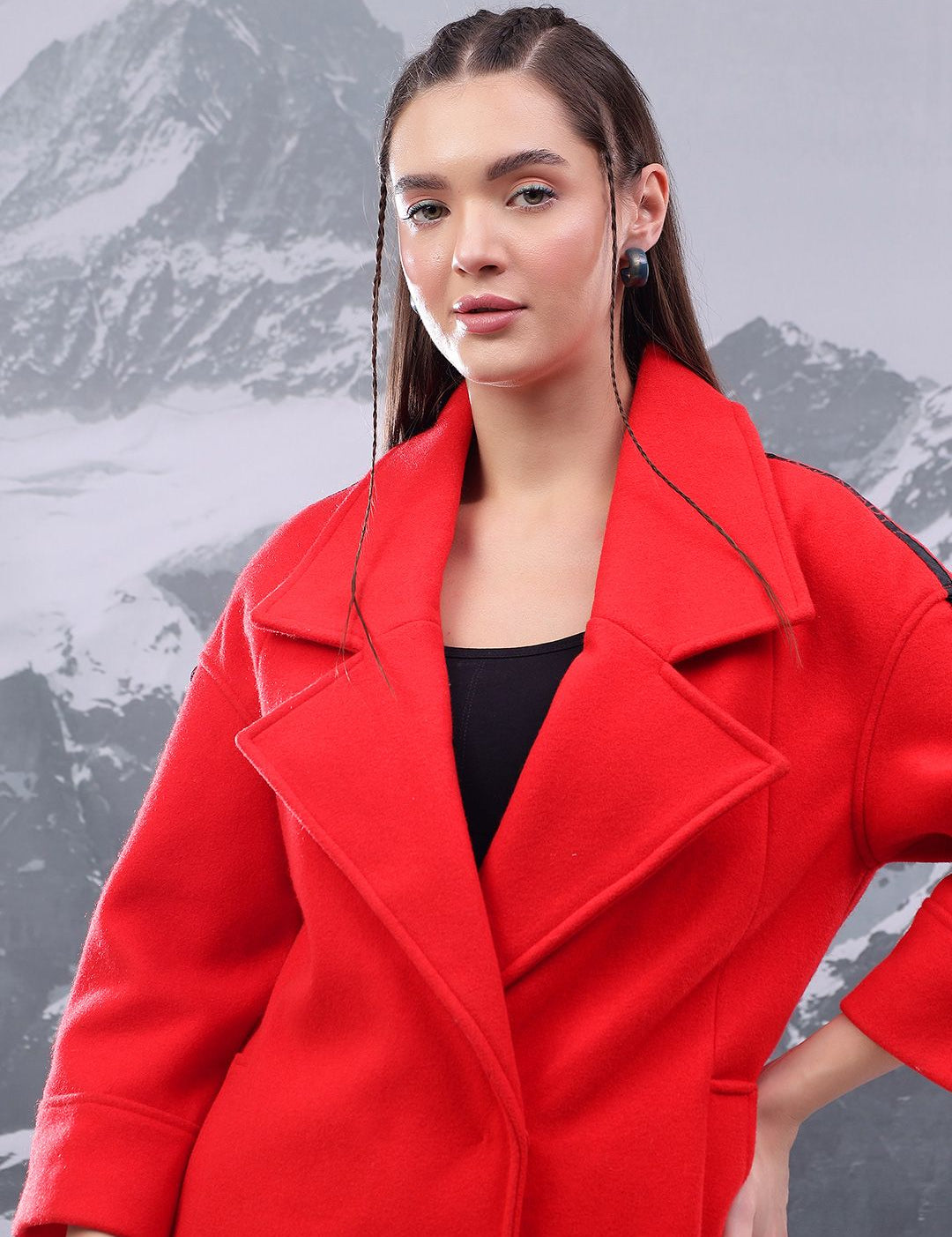 Kotty Women Cotton Notched Lapel Single-Breasted Overcoat