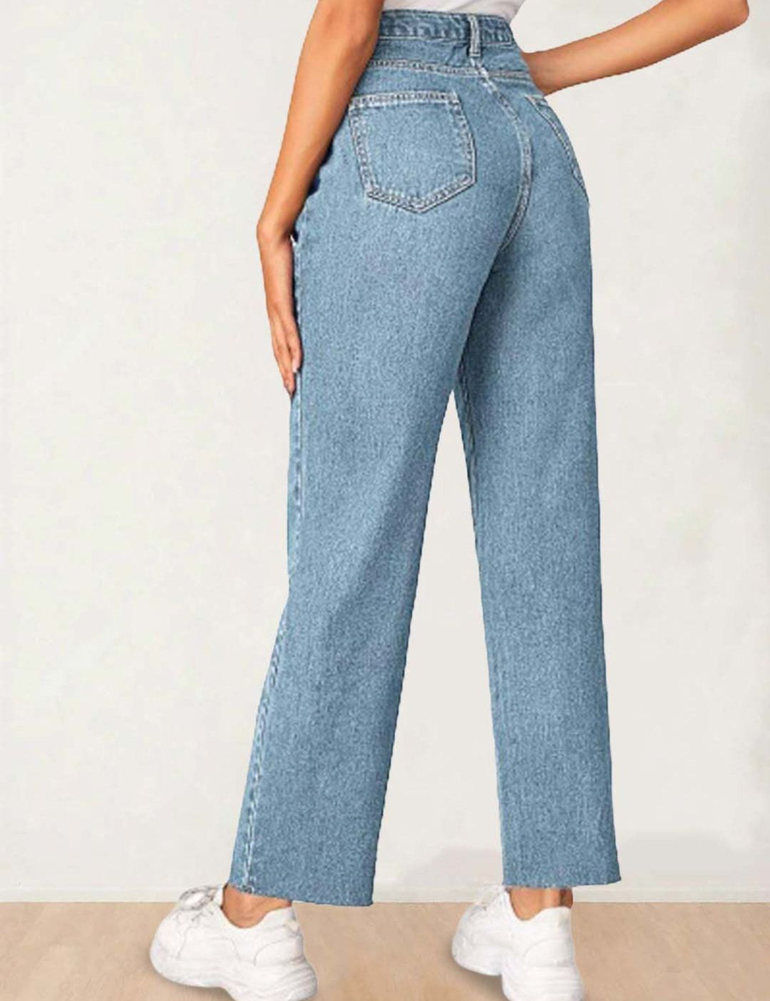 Kotty Women Straight Fit High-Rise Clean Look Stretchable Cotton Jeans