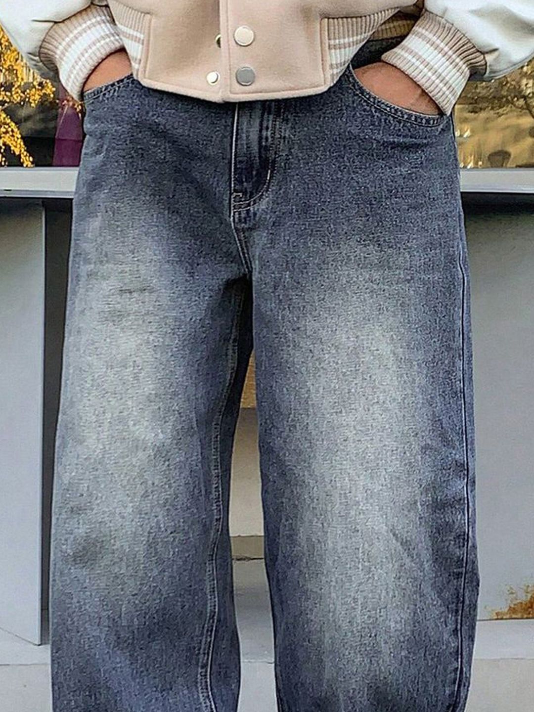 Kotty Men Wide Leg Heavy Fade Stretchable Jeans