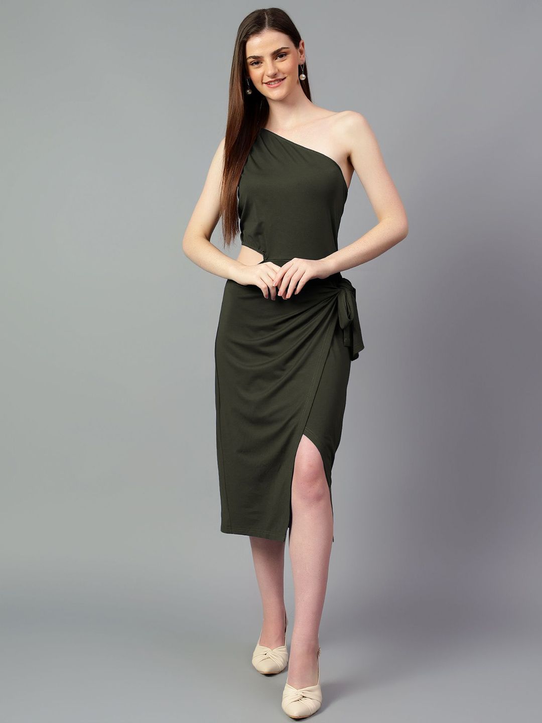 Kotty One Shoulder Sheath Midi Dress
