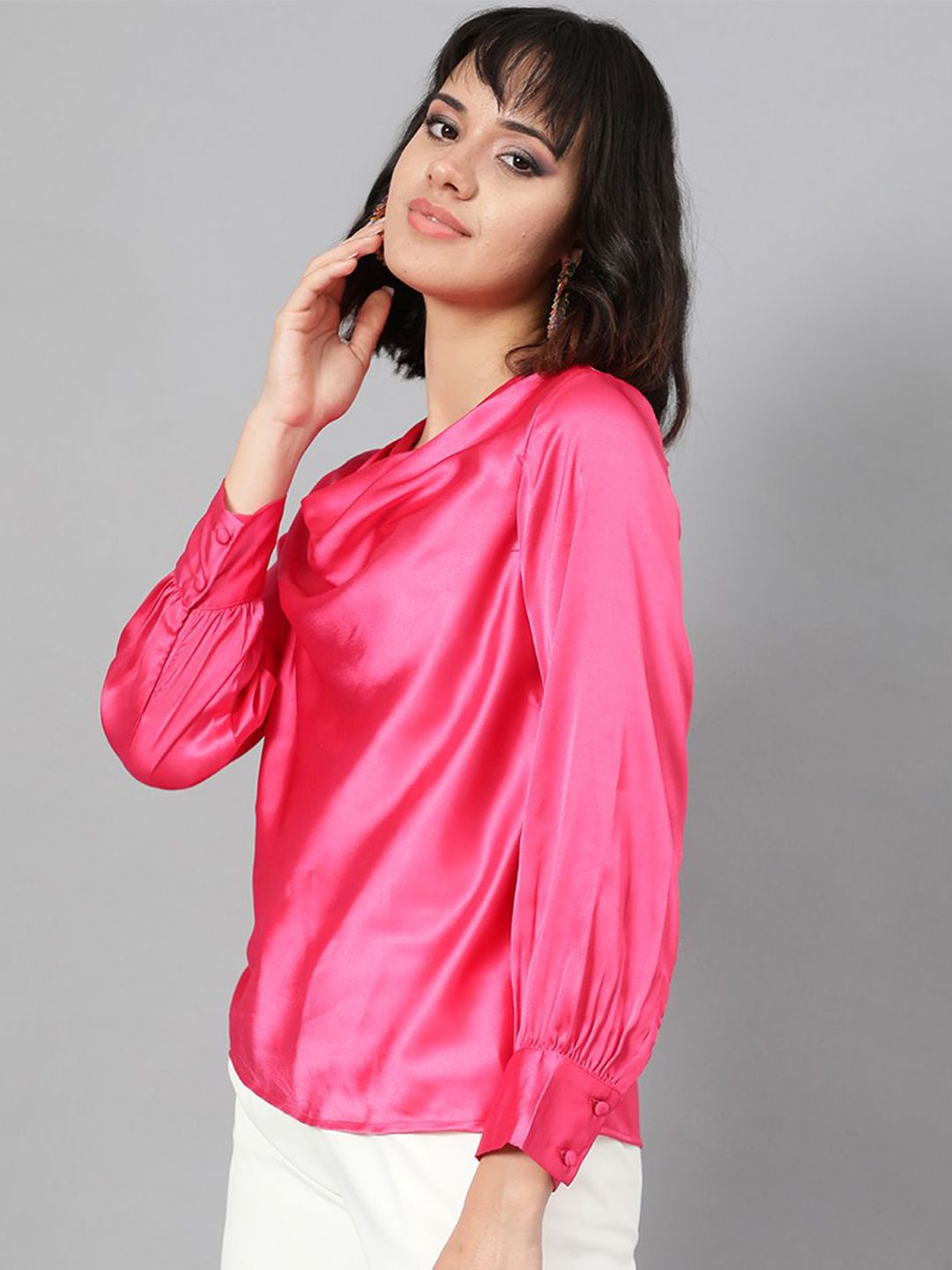 Kotty Women Cowl Neck Satin Top