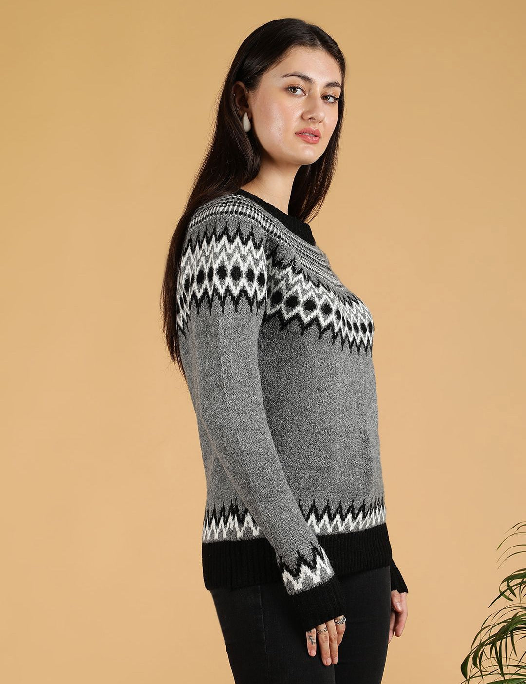 Kotty Women Geometric Design Cotton Cardigan