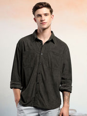 Kotty Vertical Stripes Cotton Spread Collar Short Sleeves Shirt