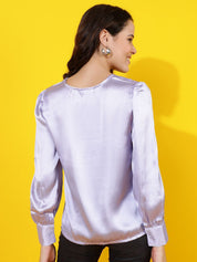 Kotty Women Solid Tie-Up Neck Satin Top