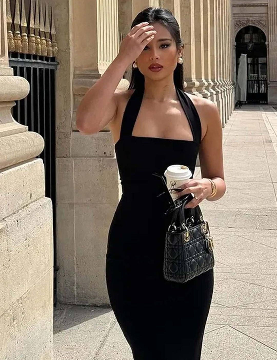 Kotty Women Halter Neck Bodycon Midi Dress