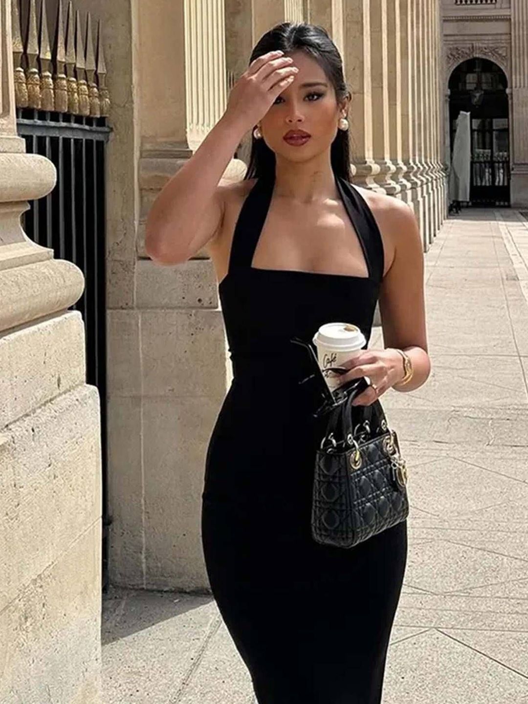 Kotty Women Halter Neck Bodycon Midi Dress