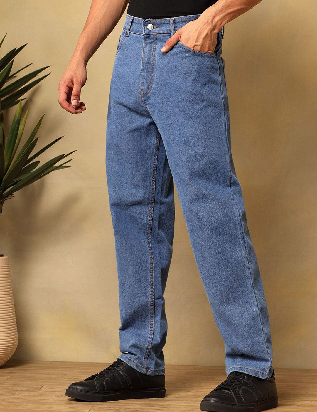 Kotty Men Relaxed Fit Mid-Rise Cotton Stretchable Jeans