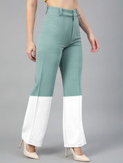 Kotty Women Colourblocked Straight Fit High-Rise Trousers