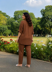 Women’s Brown Cotton Co Ord Set Casual Wear