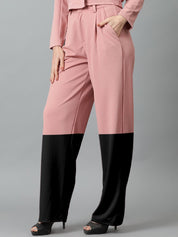 Kotty Women Colourblocked High-Rise Easy Wash Trousers