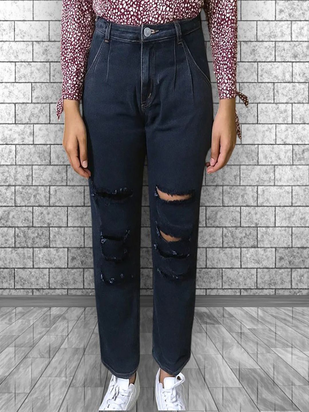 Kotty Women Regular Fit High-Rise Highly Distressed Stretchable Jeans