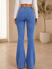 Kotty Women Straight Fit High-Rise Medium Shade Stretchable Cotton Lycra Blend Jeans