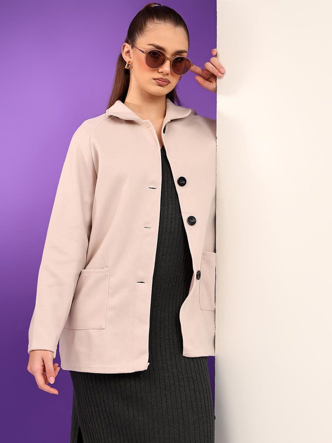 Kotty  Women Shirt Collar Single-Breasted Overcoat