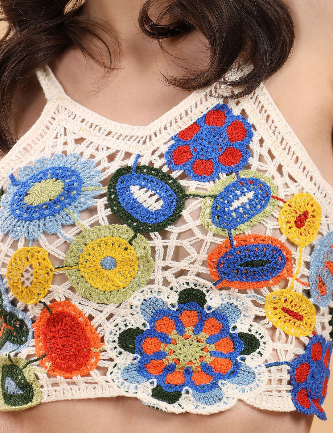 Kotty Embellished Print Cotton Crop Top