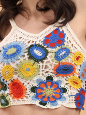 Kotty Embellished Print Cotton Crop Top