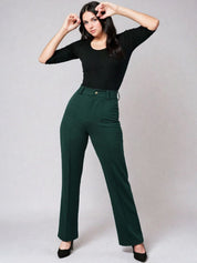 Kotty Black and Green Scoop Neck T-Shirt with Trousers