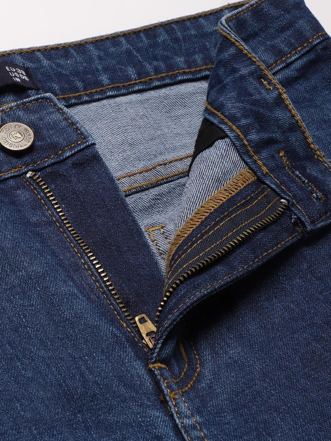 Kotty Women Wide Leg High-Rise Stretchable Cotton Cropped Jeans