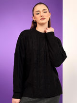 Kotty Women Self Design Cable Knit Pullover Sweater