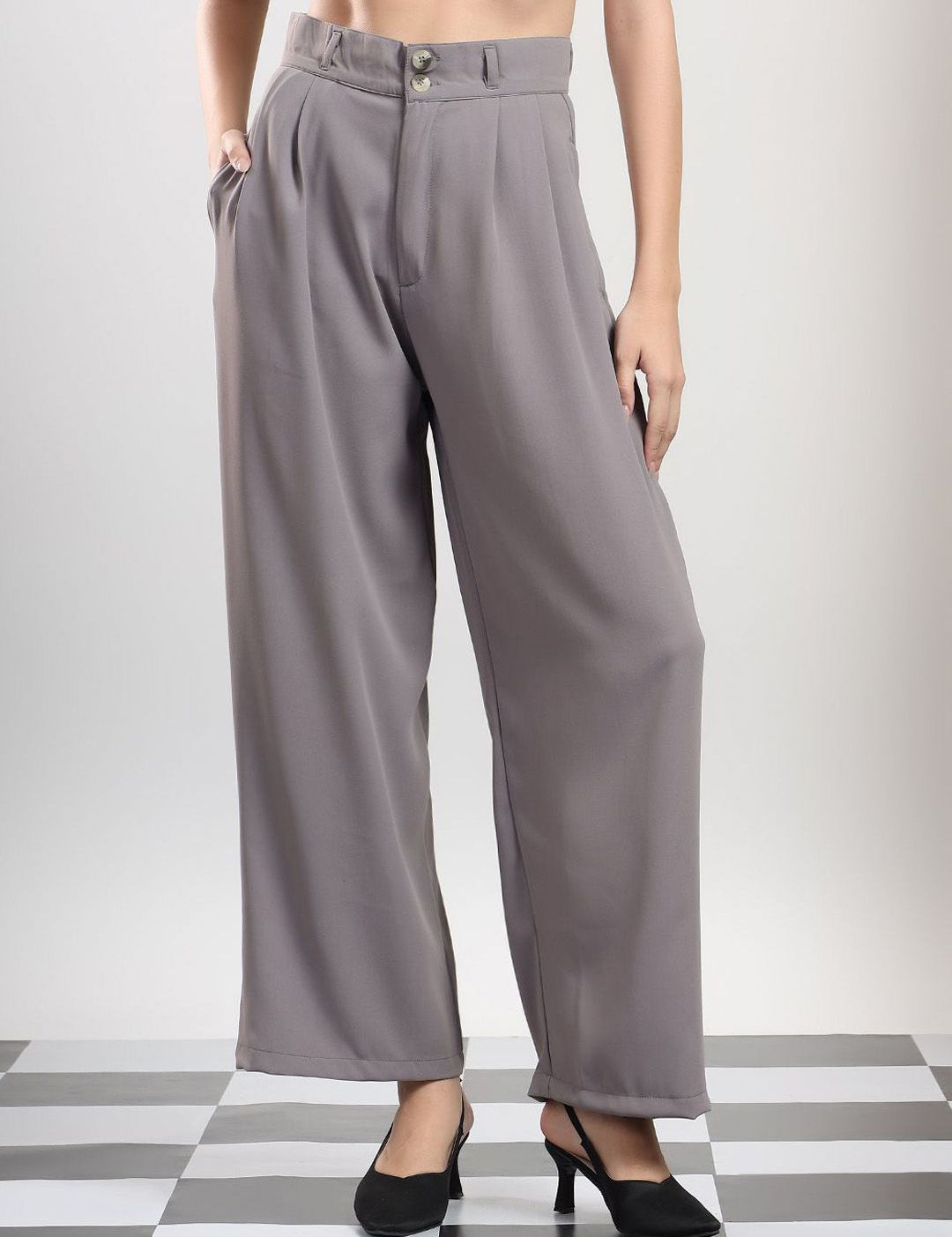 Kotty Women High-Rise Easy Wash Pleated Trousers