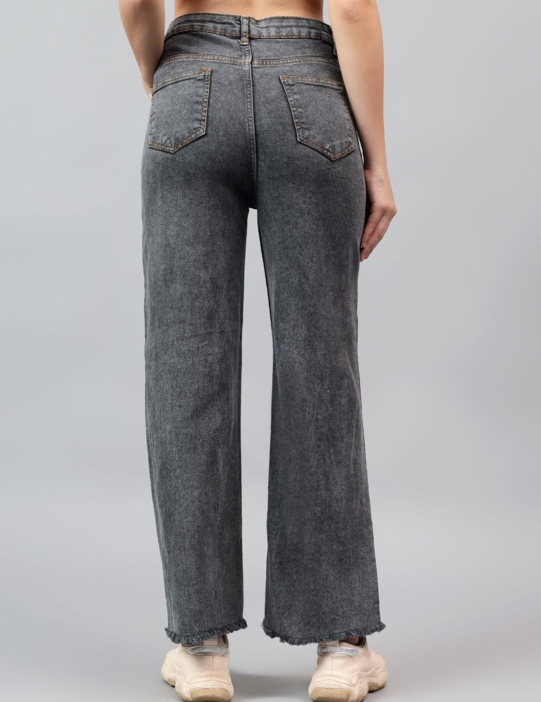 Kotty Women Bootcut High-Rise Cotton Slash Knee Stretchable Jeans