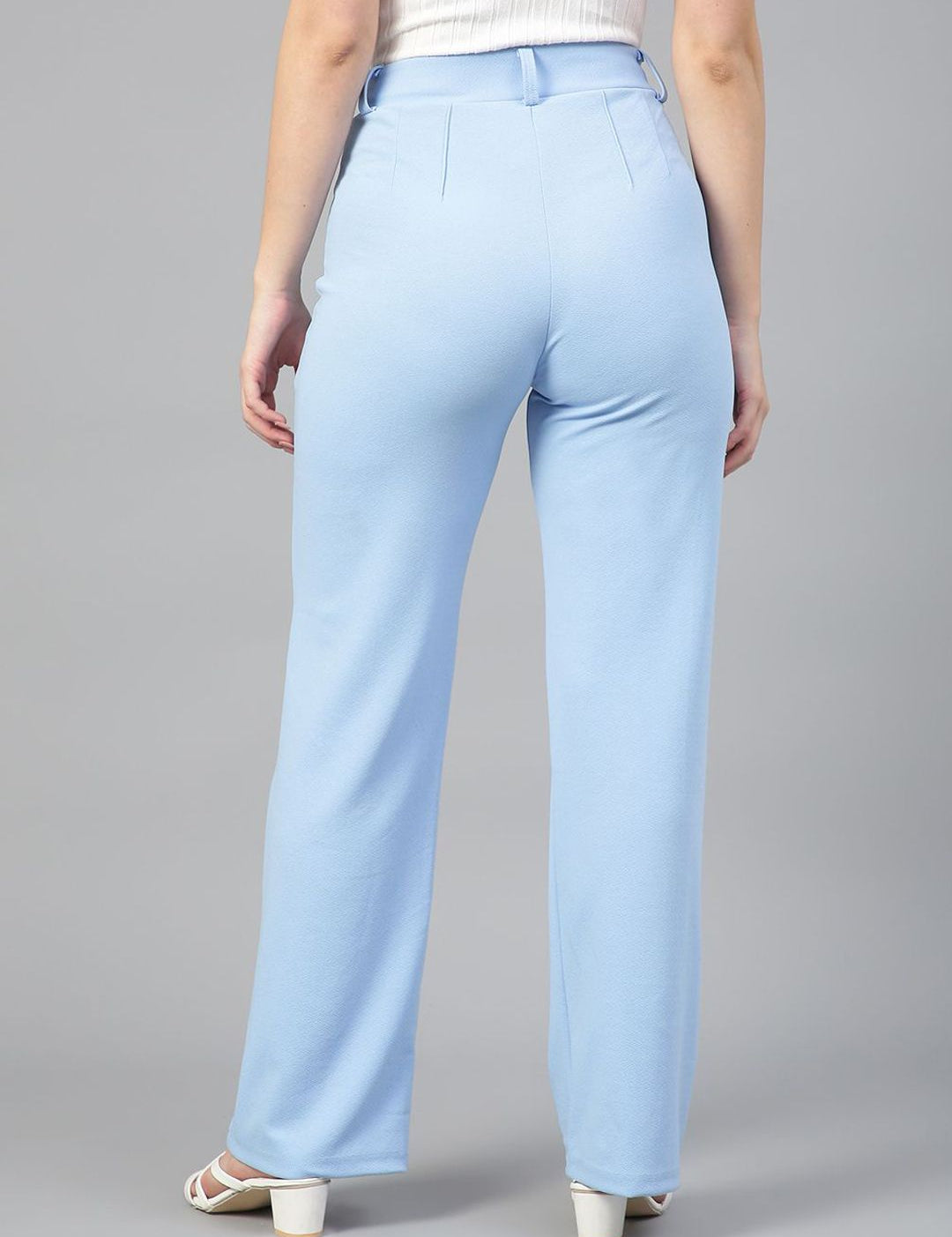 Kotty White and Blue Scoop Neck T-Shirt With Trousers