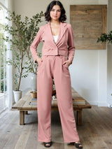 Kotty Lapel Collar Long Sleeves Coat With Trouser