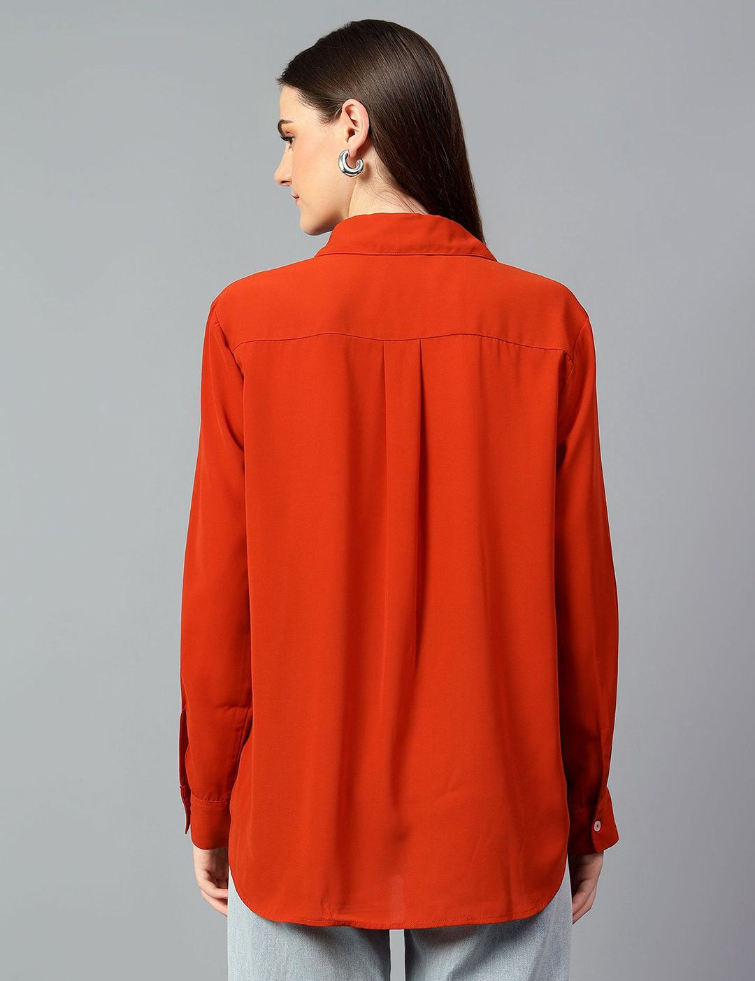 Kotty Women Comfort Spread Collar Solid Oversized Casual Shirt