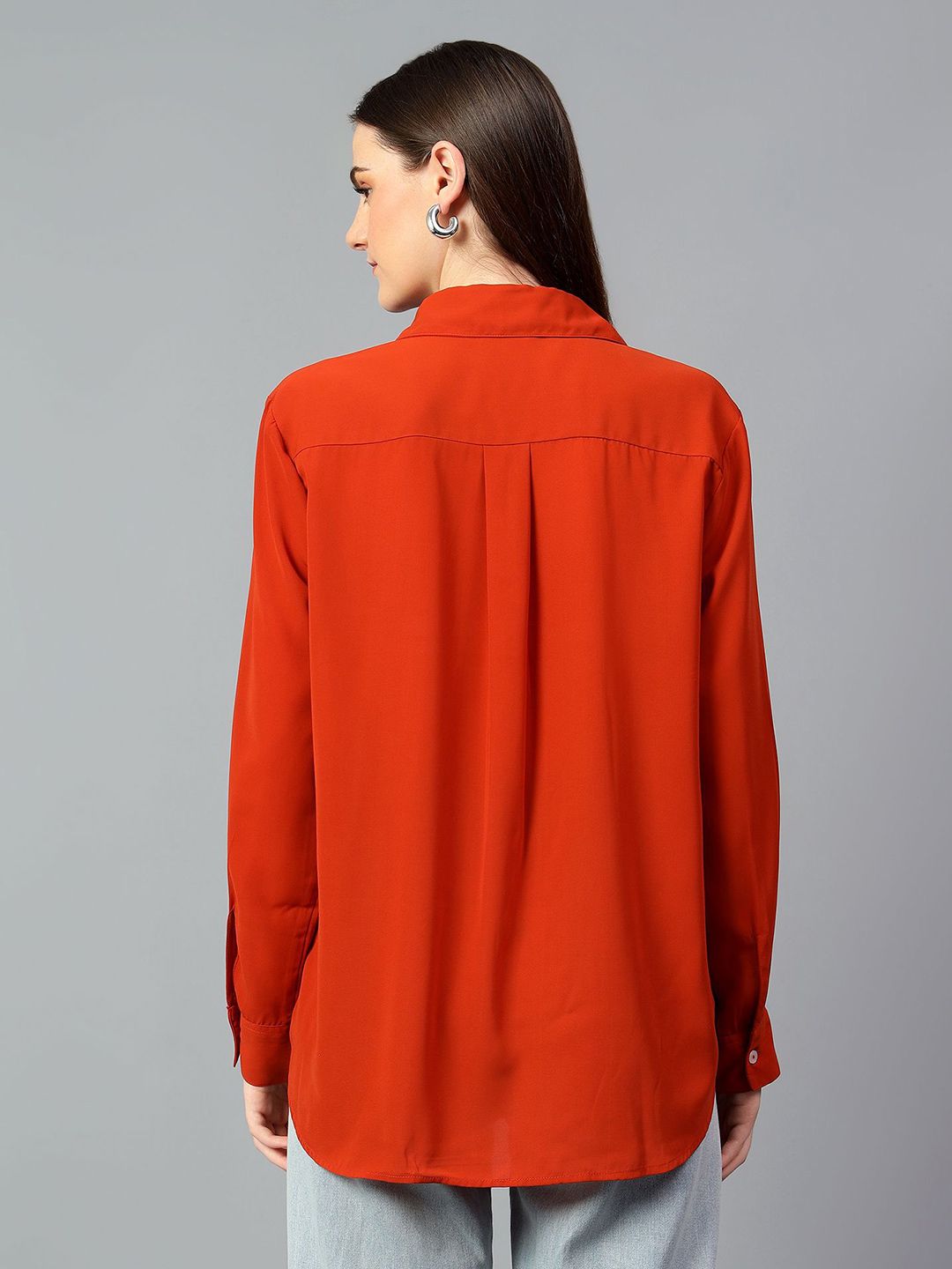 Kotty Women Comfort Spread Collar Solid Oversized Casual Shirt