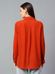 Kotty Women Comfort Spread Collar Solid Oversized Casual Shirt