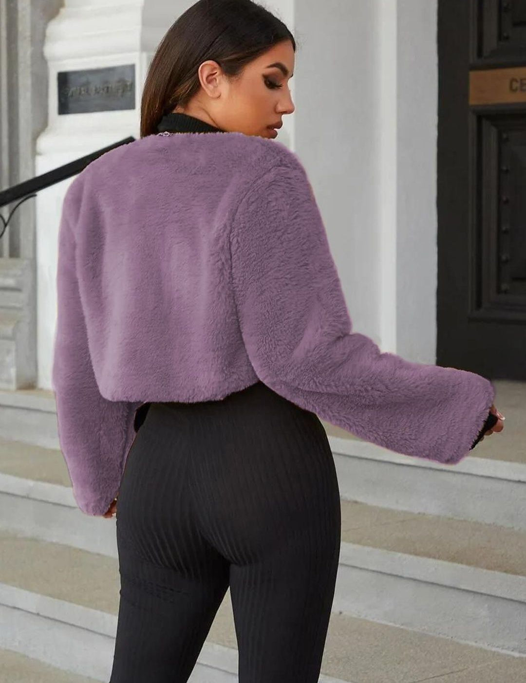 Kotty Women Collarless Self Design Open Front Jacket