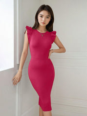 Kotty Women Flutter Sleeve Bodycon Midi Dress