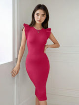 Kotty Women Flutter Sleeve Bodycon Midi Dress