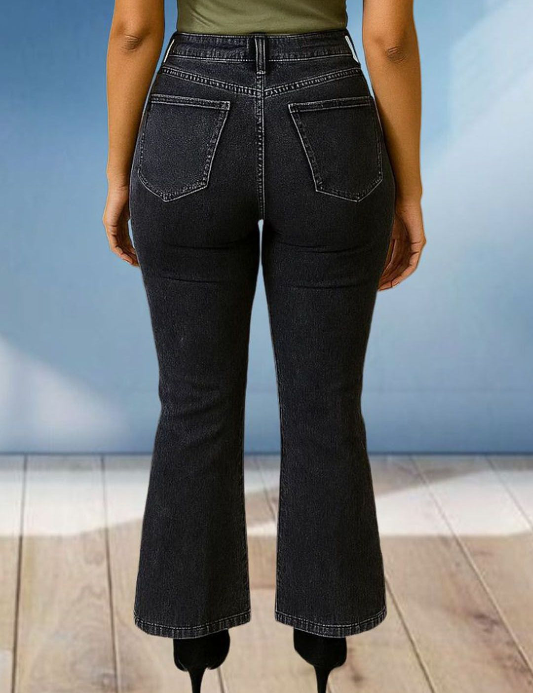 Kotty Women Relaxed Fit High-Rise Cotton Highly Distressed Flared Stretchable Jeans