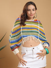 Kotty Women Self Design Crochet Crop Top